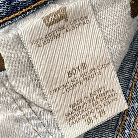 Vintage Levis 501 Cut Off Jean Shorts Size 16 High Rise Button Fly Raw Hem 1990s - Picture 8 of 8